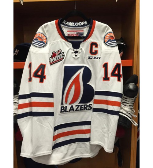 Custom WHL Kamloops Blazers 2015 Pres Home Hockey Jersey White